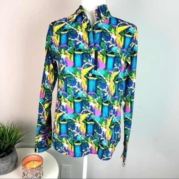 Creatures of the Wind Womes Tile Print Button Blouse size 0 - Picture 2 of 10
